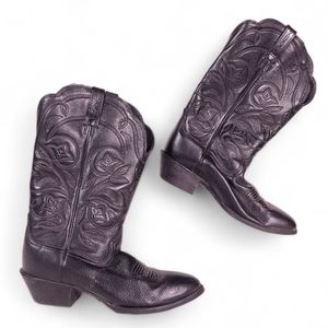 ARIAT Heritage Womens 8.5 C Black Leather Pull On Round Toe Western Boots